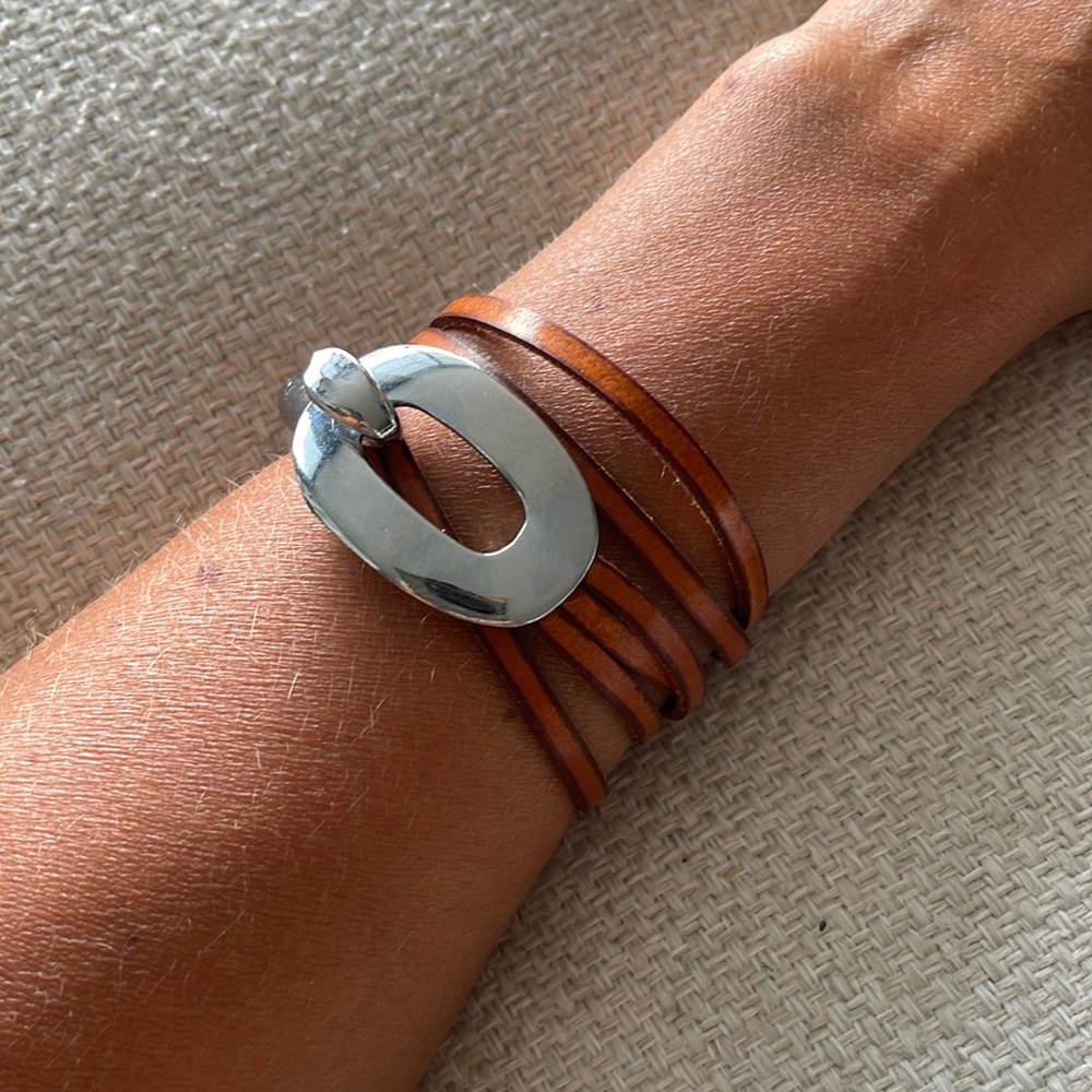 Wrap Bracelet - Brown & Silver